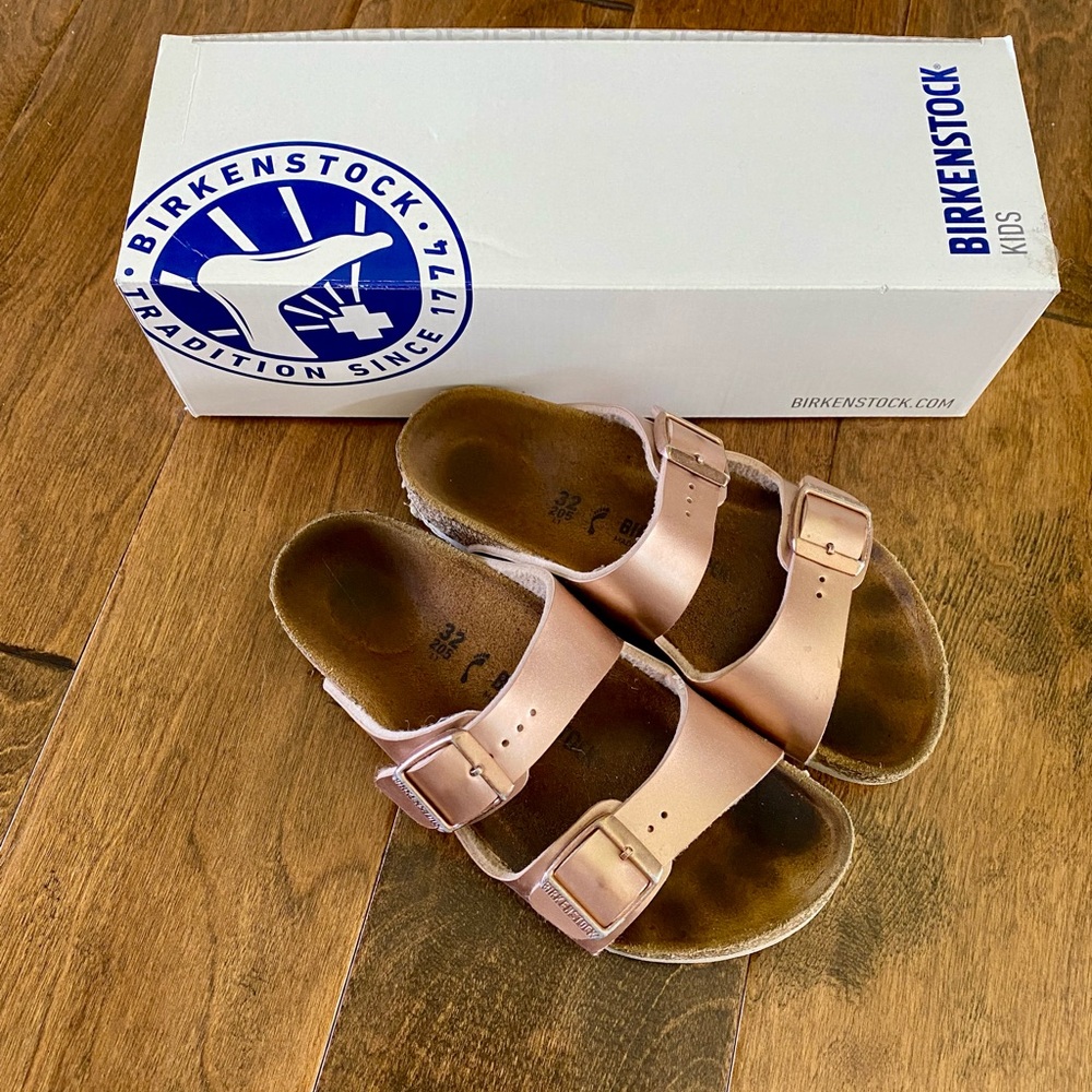 Birkenstock Kids Arizona Sandals - Electric Metallic Copper size 1